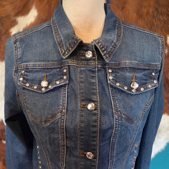 Earl Jeans Blue Denim Jacket with Stud Details - Picture 3 of 13
